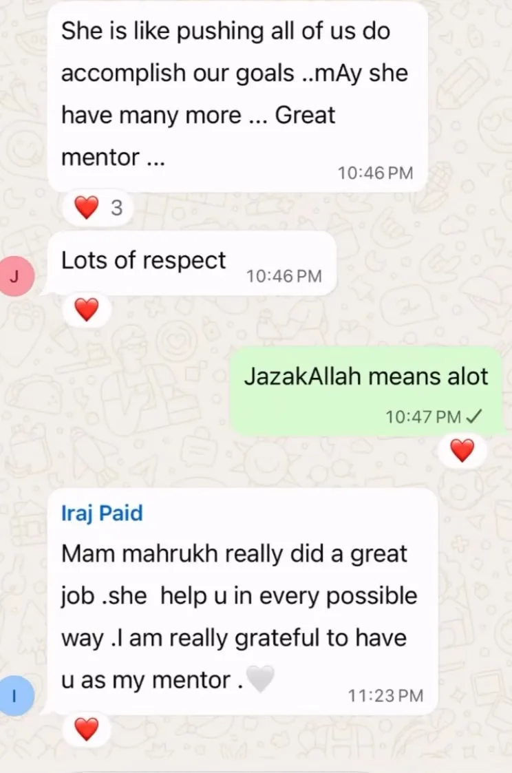 Verified WhatsApp feedback from a Stellar Mind student or parent (screenshot 1)