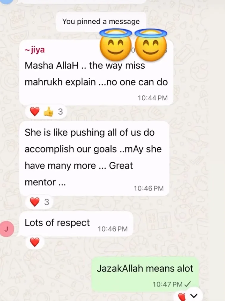 Verified WhatsApp feedback from a Stellar Mind student or parent (screenshot 2)