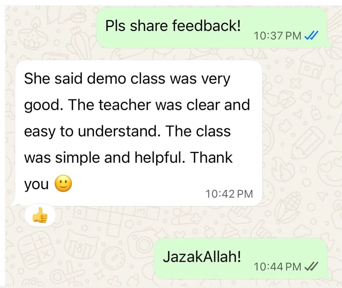 Verified WhatsApp feedback from a Stellar Mind student or parent (screenshot 3)