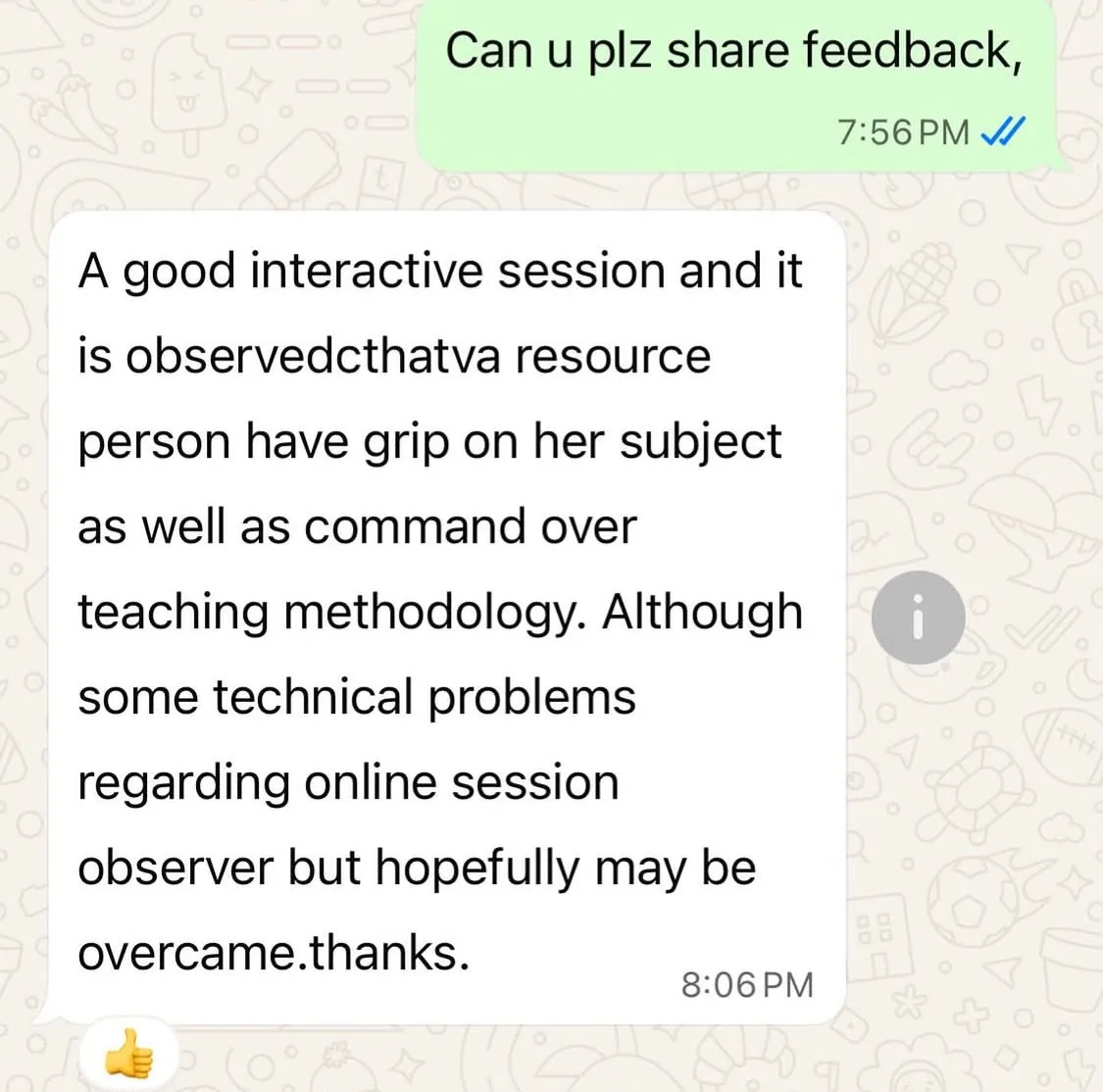 Verified WhatsApp feedback from a Stellar Mind student or parent (screenshot 13)