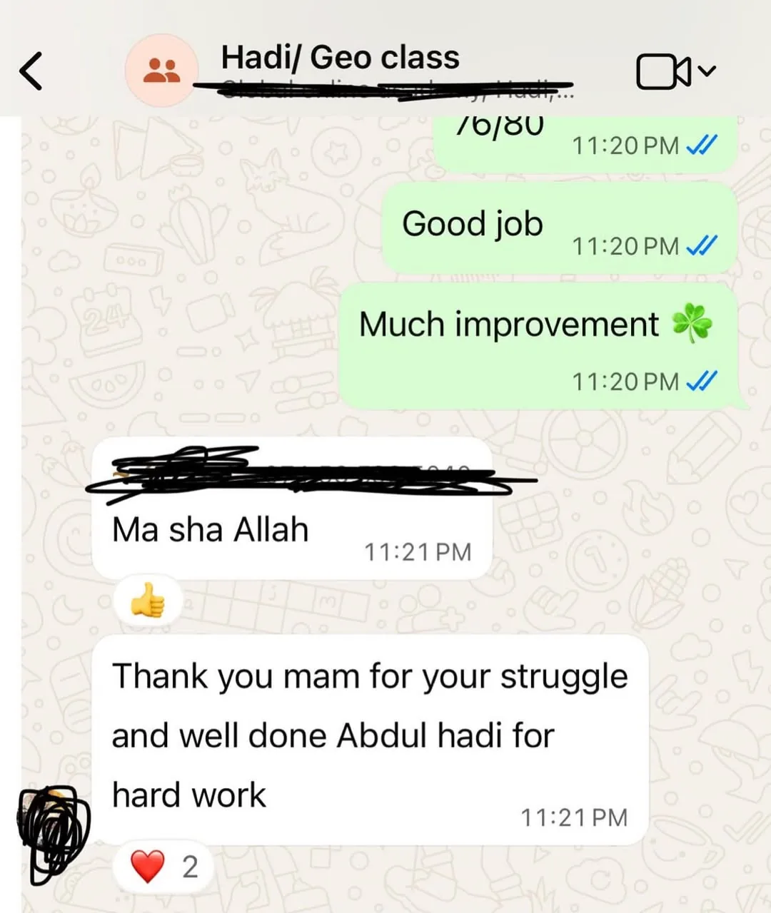 Verified WhatsApp feedback from a Stellar Mind student or parent (screenshot 14)